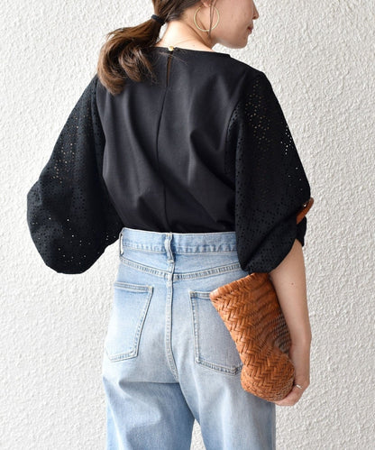 〈手洗い可能〉アイレットボリュームスリーブプルオーバー