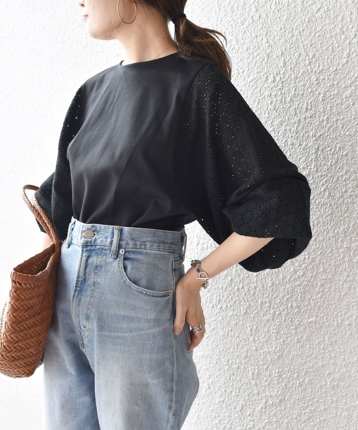 〈手洗い可能〉アイレットボリュームスリーブプルオーバー