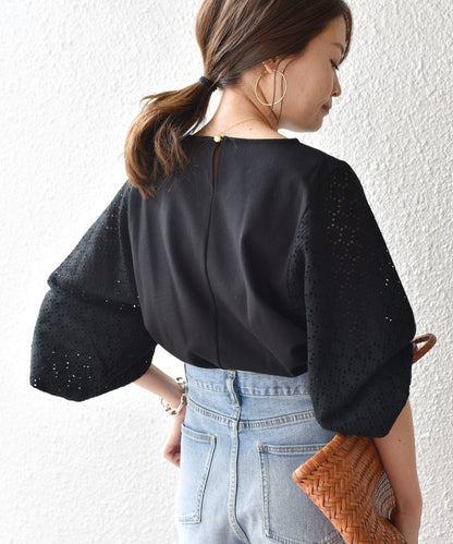 〈手洗い可能〉アイレットボリュームスリーブプルオーバー