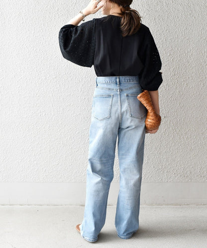 〈手洗い可能〉アイレットボリュームスリーブプルオーバー