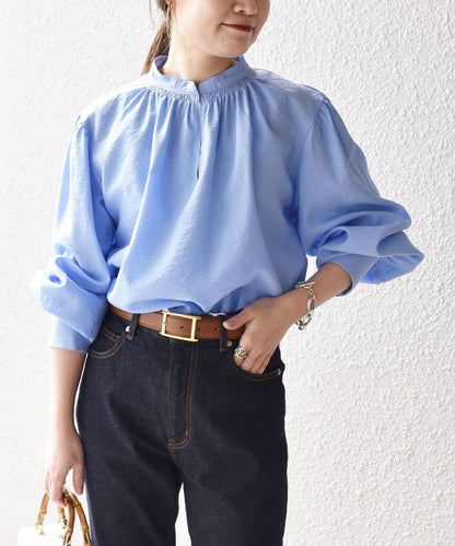 〈手洗い可能〉MANTECO ギャザーブラウス