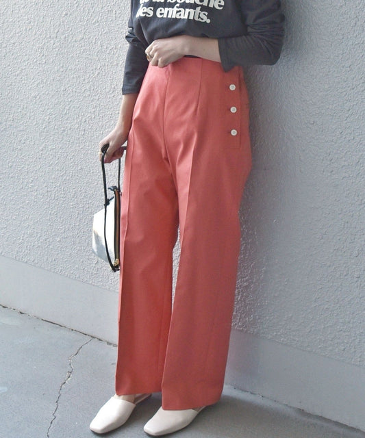 SHIPS any: ピケ サイドボタン ワイド パンツ〈ウォッシャブル〉