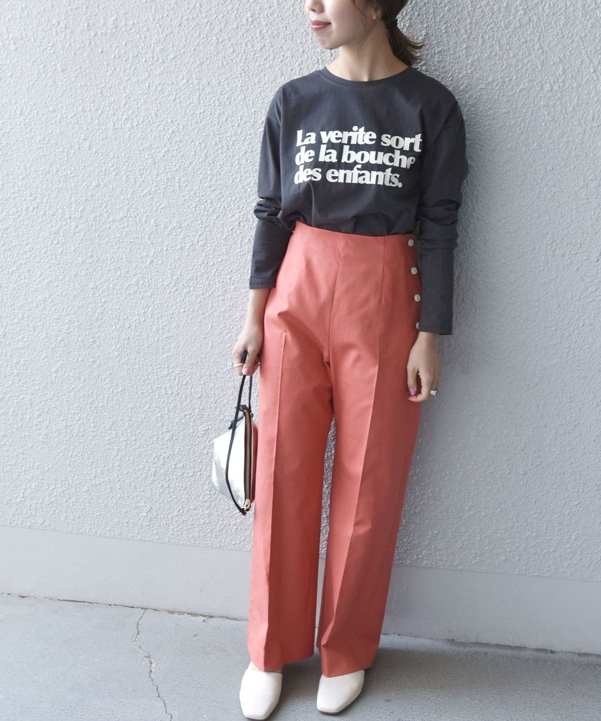 SHIPS any: ピケ サイドボタン ワイド パンツ〈ウォッシャブル〉