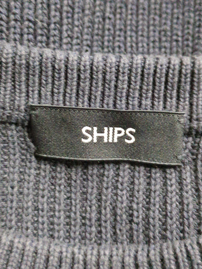 SHIPS:〈手洗い可能〉コットン/リネン ミドルゲージ ランダムアラン クルーネックニット
