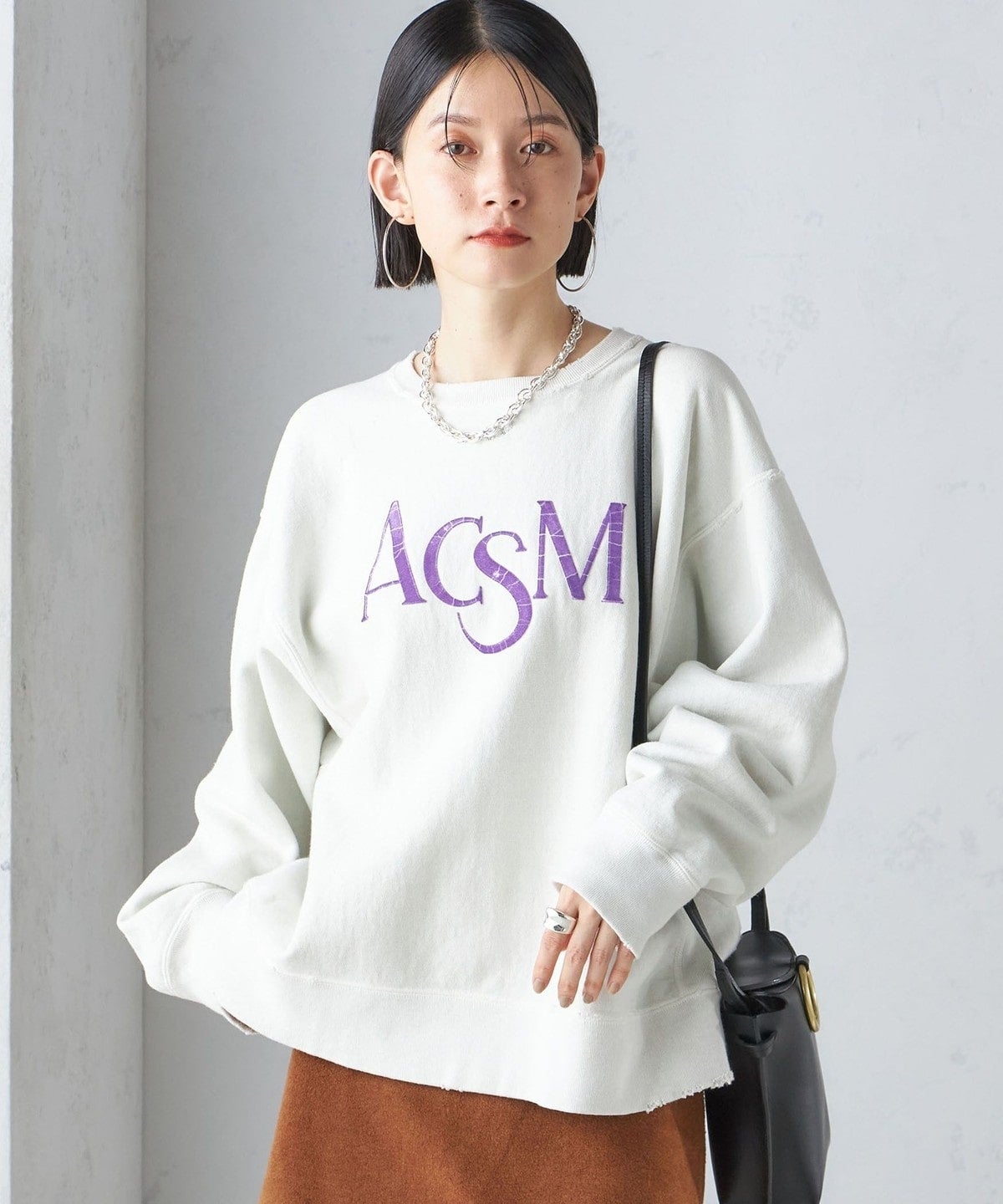 【SHIPS別注】ACASAM:〈手洗い可能〉ダメージ クルーネック スウェット