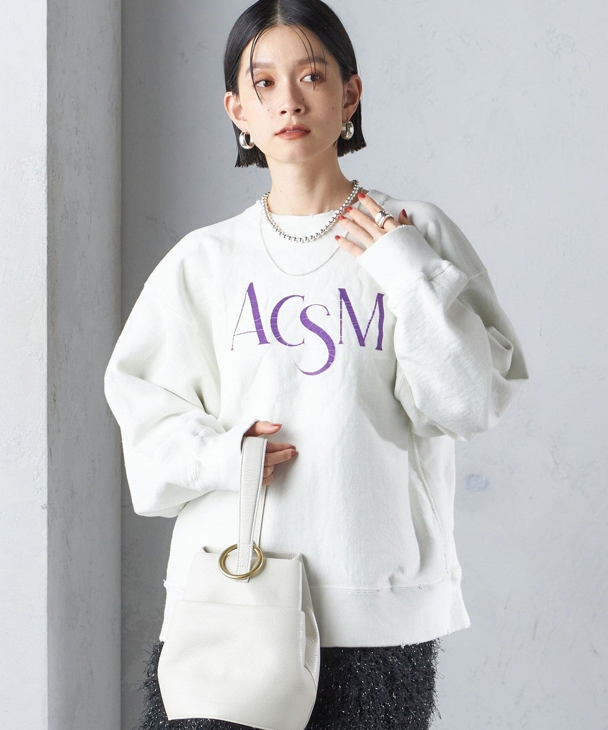 【SHIPS別注】ACASAM:〈手洗い可能〉ダメージ クルーネック スウェット