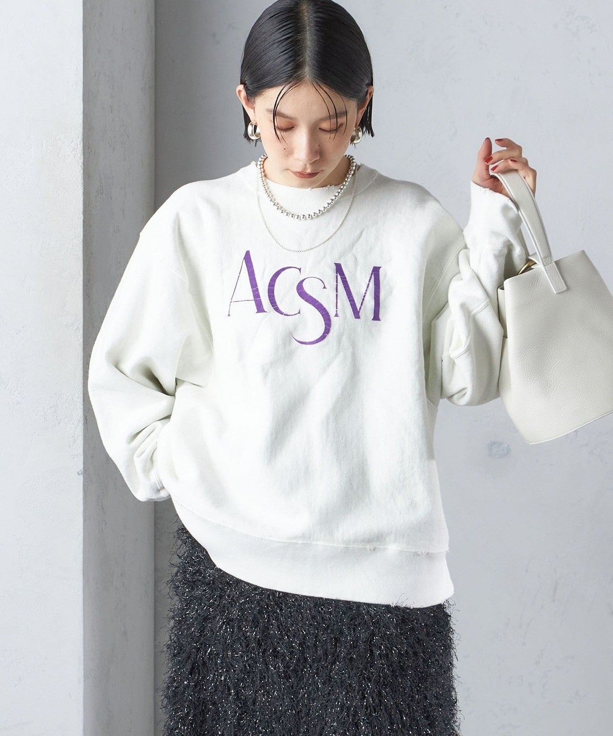 【SHIPS別注】ACASAM:〈手洗い可能〉ダメージ クルーネック スウェット