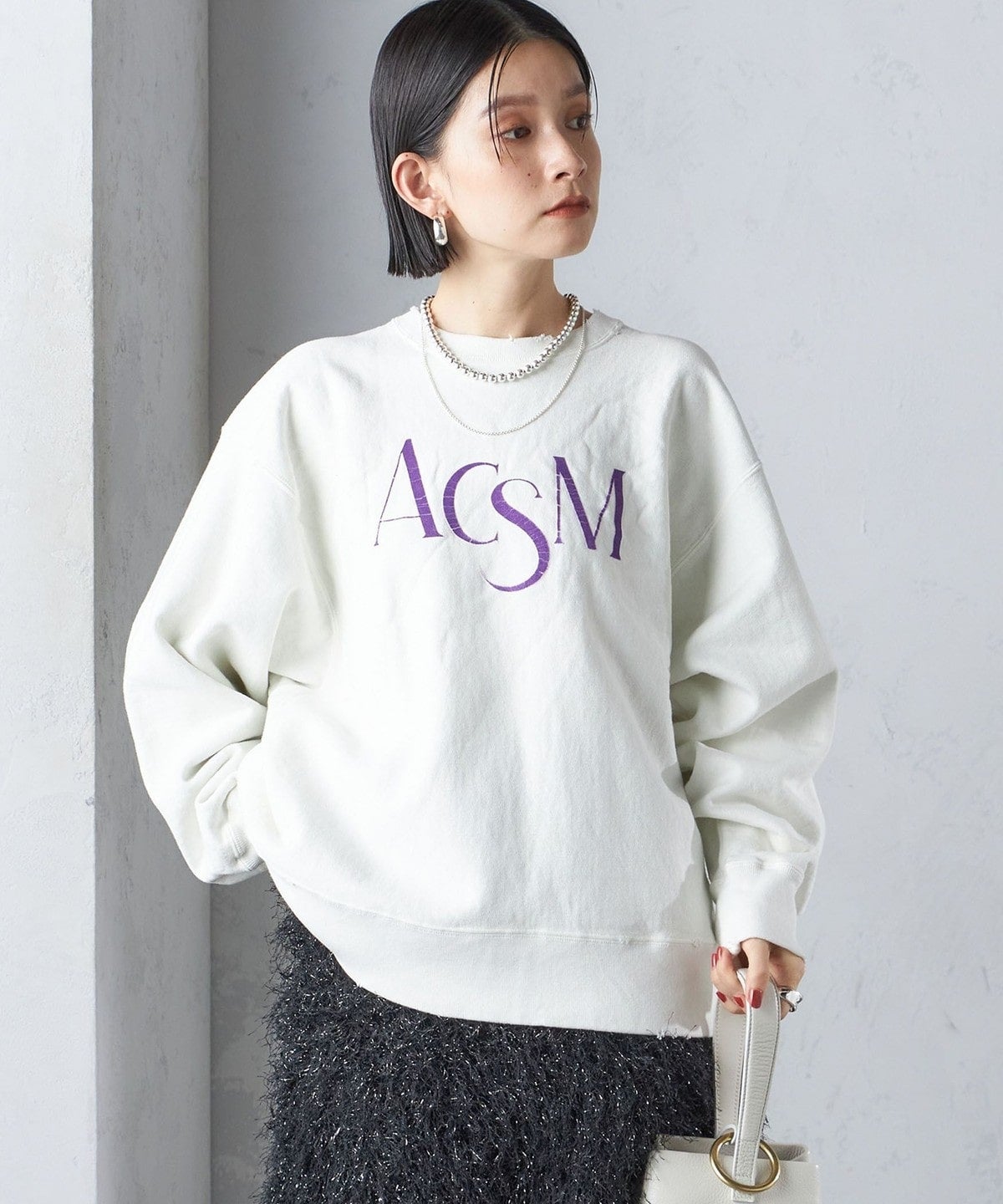 【SHIPS別注】ACASAM:〈手洗い可能〉ダメージ クルーネック スウェット