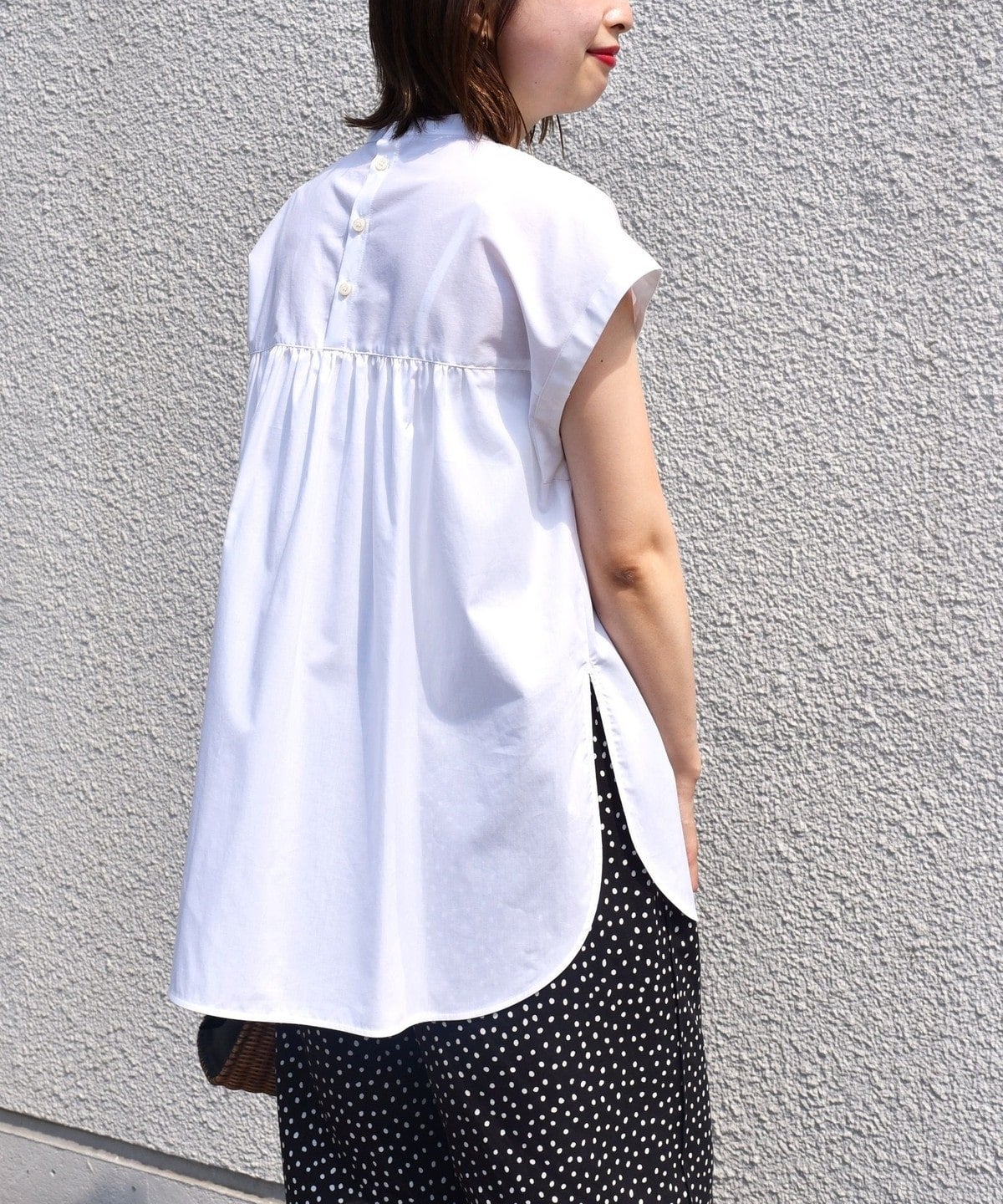 〈手洗い可能〉ビブヨークスリーブレスブラウス