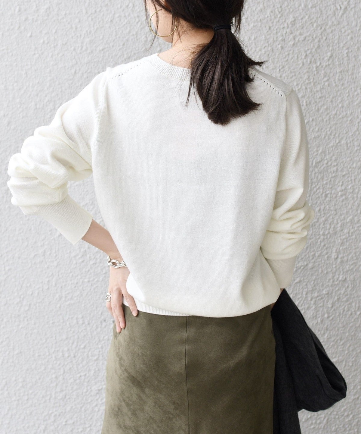 〈手洗い可能〉パールモチーフスリーブプルオーバー