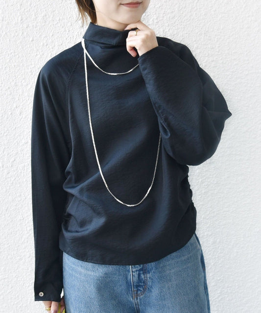 【WEB限定】〈洗濯機可能〉シアー ハイネック 2WAY ブラウス