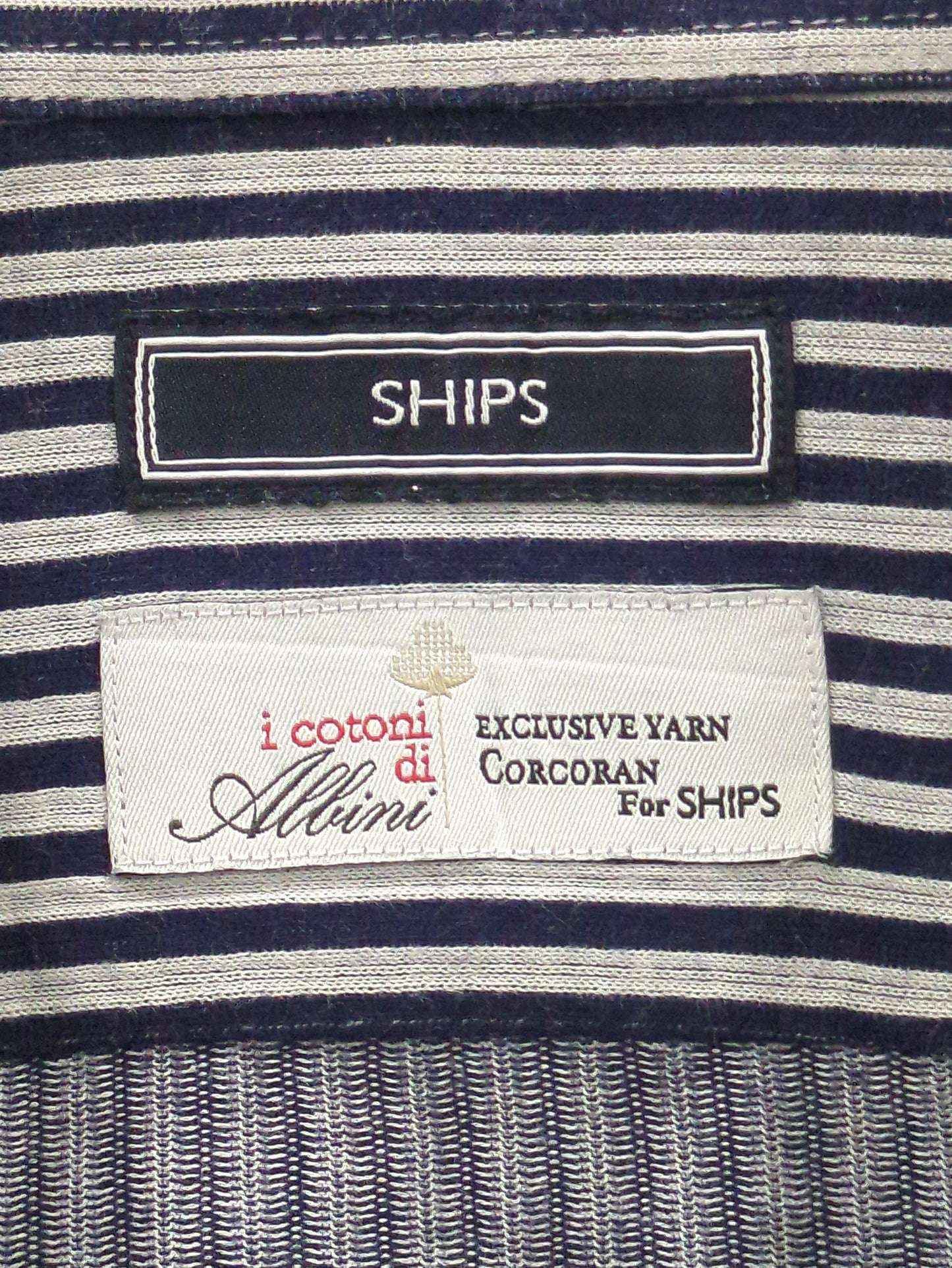 SHIPS:ALBINI ジャージー ストライプ イタリアン ワイドカラー シャツ