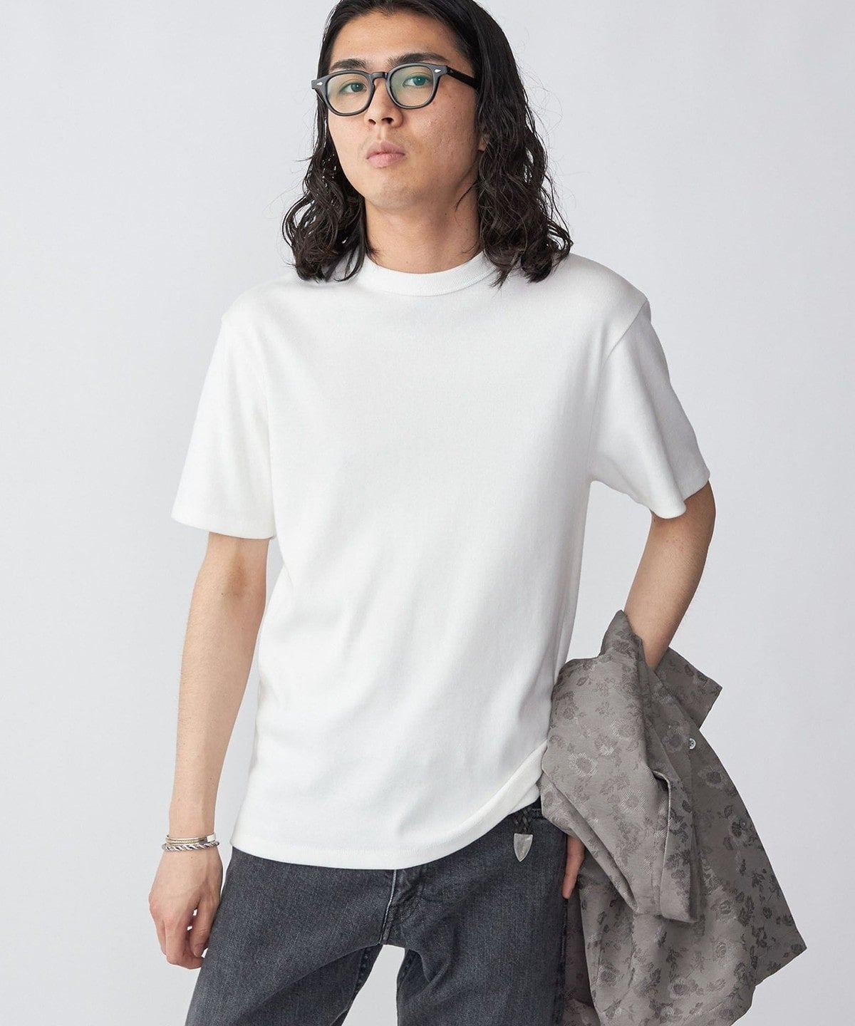 SHIPS: ピマコットン フライス クルーネック Tシャツ