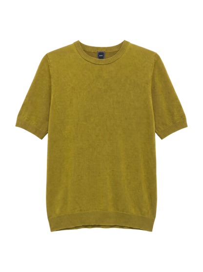 SHIPS: ラグジュアリー コットン リネン クルーネック ニット Tシャツ