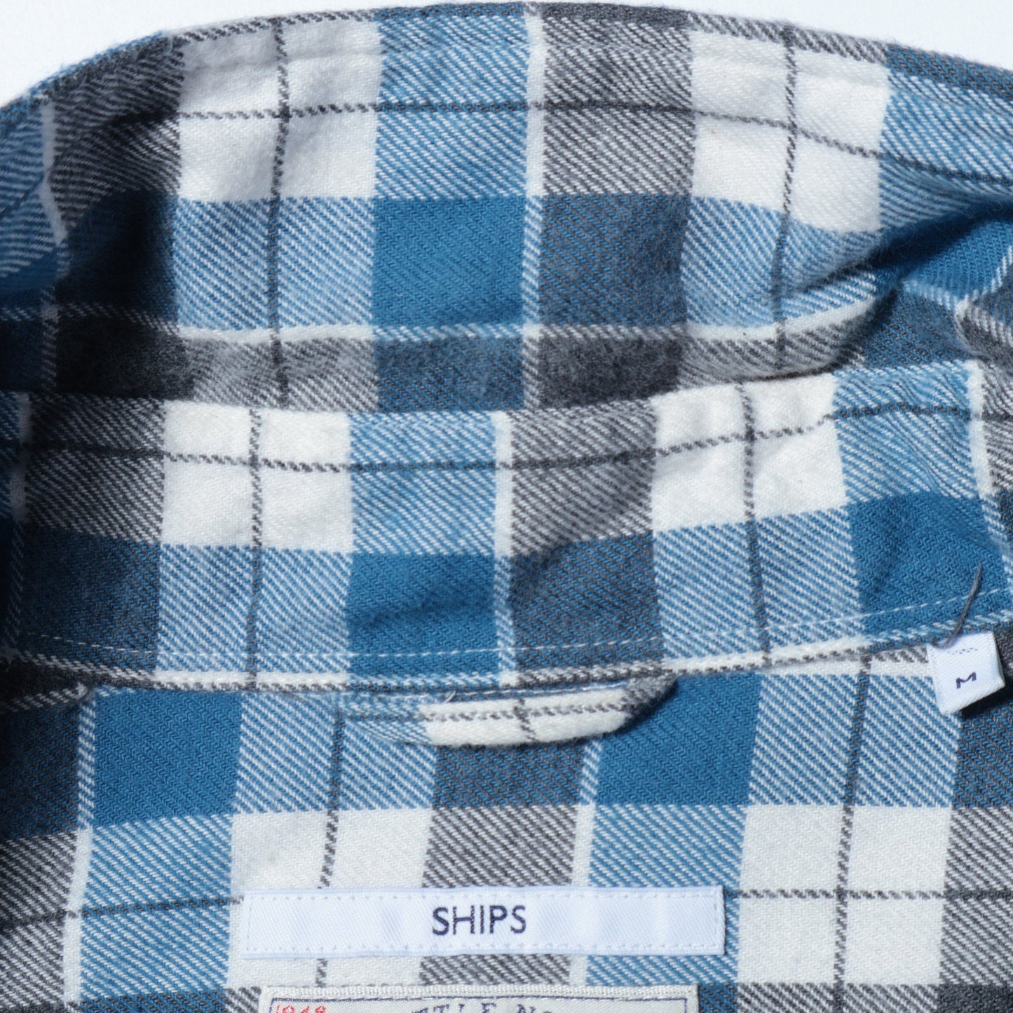 SHIPS: 16FW Shuttle notes インディゴ チェック セミワイドカラー シャツ