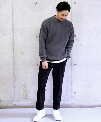 【WEB限定】SHIPS: 《洗えるニット》畦編み リラックスフィット モックネック プルオーバー