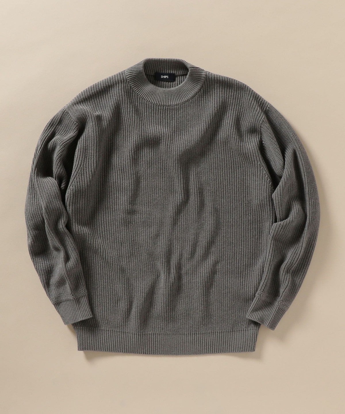 【WEB限定】SHIPS: 《洗えるニット》畦編み リラックスフィット モックネック プルオーバー