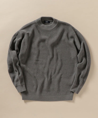 【WEB限定】SHIPS: 《洗えるニット》畦編み リラックスフィット モックネック プルオーバー
