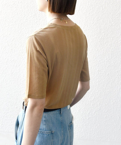 SHIPS any:〈洗濯機可能〉シアー リブ ハーフ スリーブ クルーネック TEE