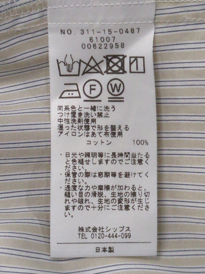 〈手洗い可能〉超長綿ストライプボウタイブラウス