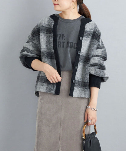 〈手洗い可能〉チェックショートカーディガン