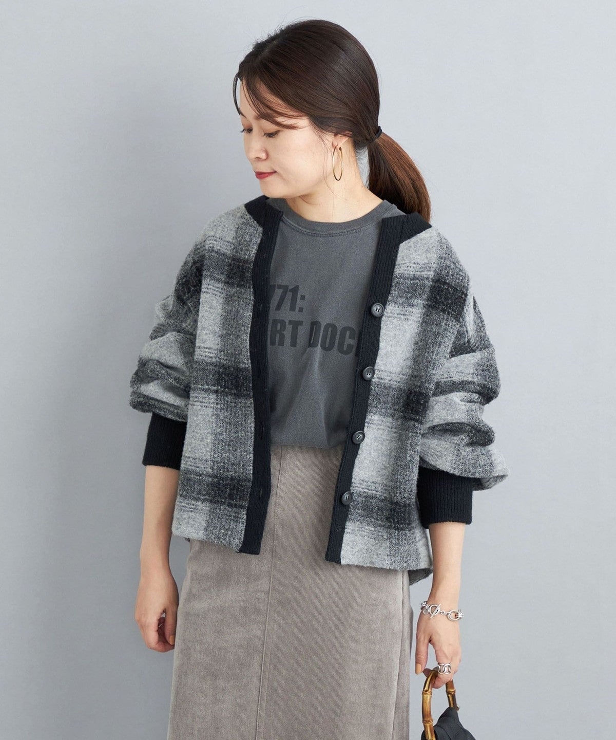 〈手洗い可能〉チェックショートカーディガン