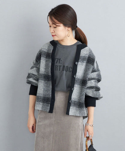 〈手洗い可能〉チェックショートカーディガン