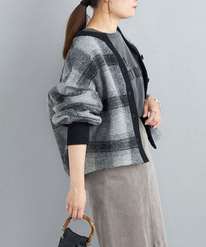 〈手洗い可能〉チェックショートカーディガン