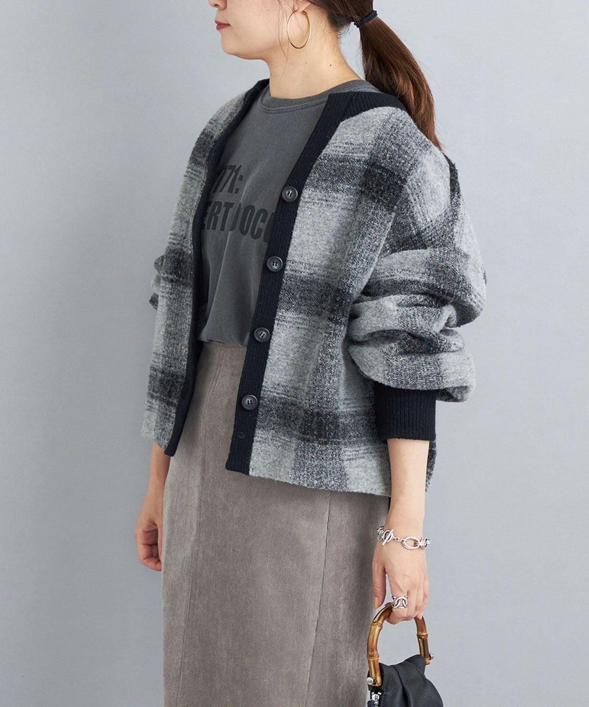 〈手洗い可能〉チェックショートカーディガン