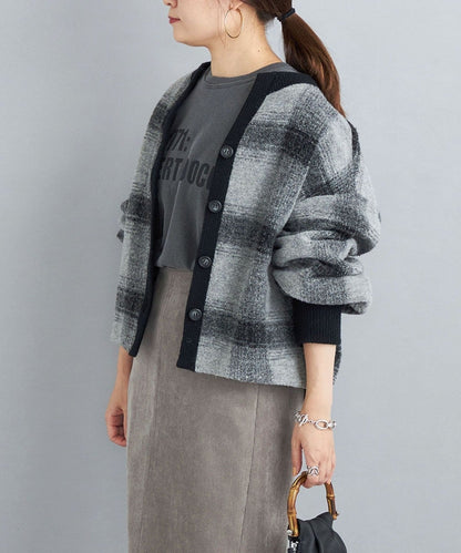 〈手洗い可能〉チェックショートカーディガン