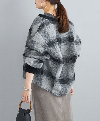 〈手洗い可能〉チェックショートカーディガン