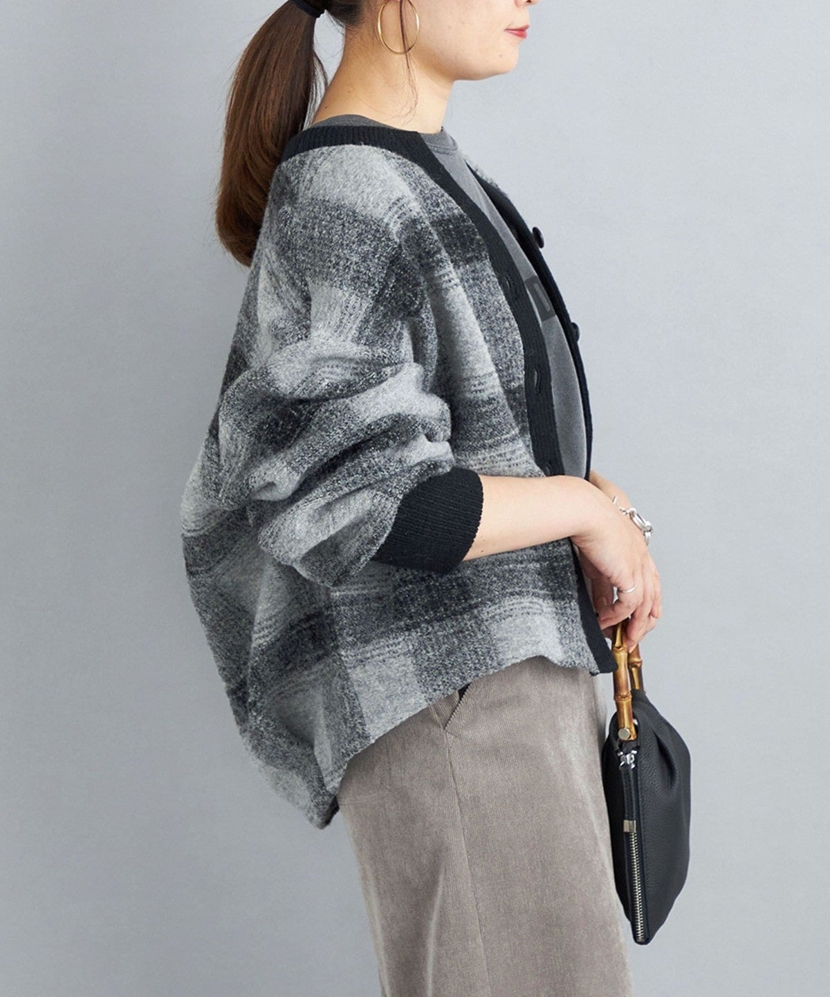 〈手洗い可能〉チェックショートカーディガン