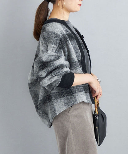 〈手洗い可能〉チェックショートカーディガン