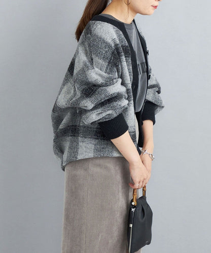 〈手洗い可能〉チェックショートカーディガン