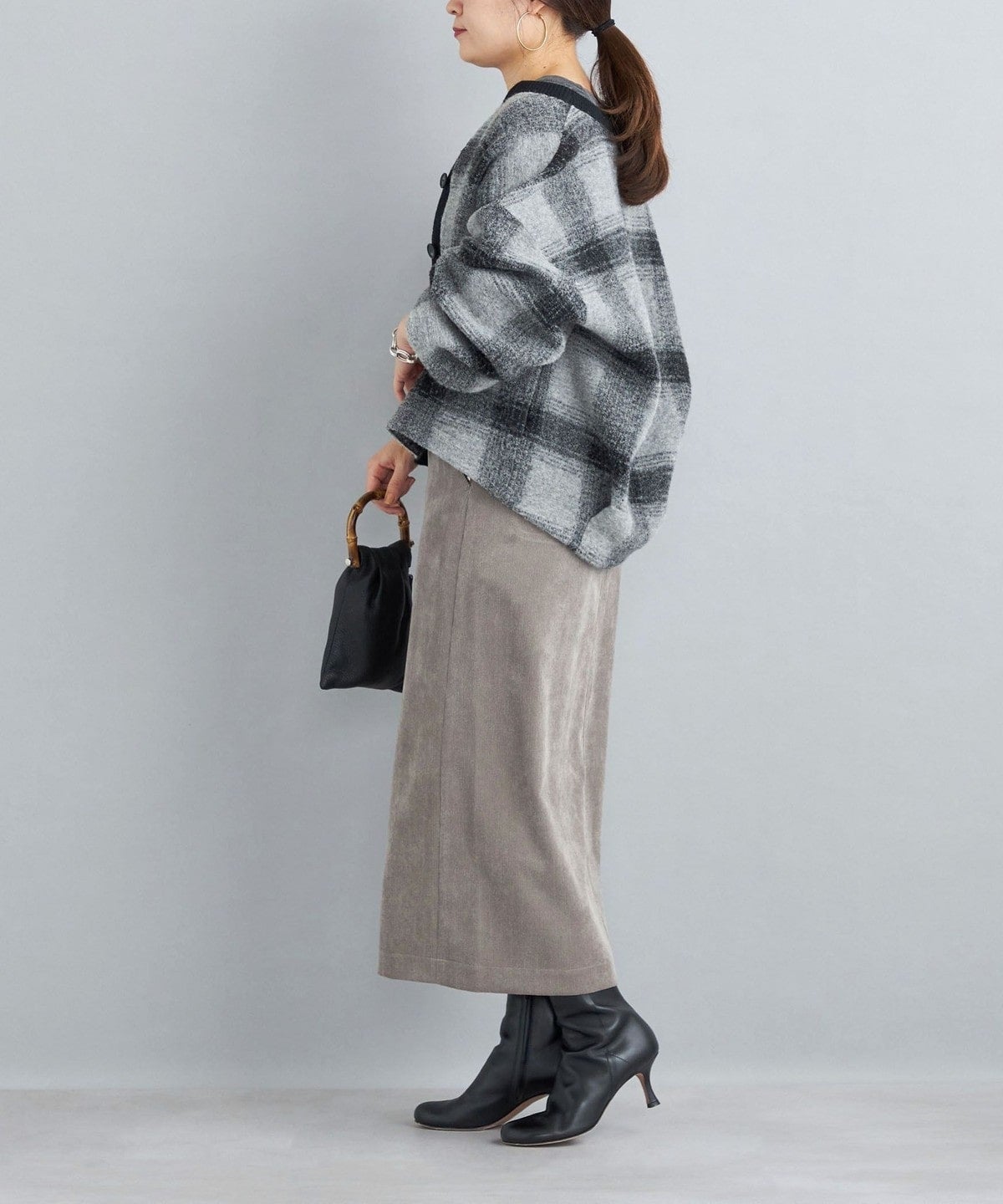 〈手洗い可能〉チェックショートカーディガン