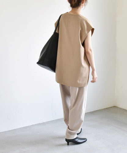 quaranciel:〈洗濯機可能〉ウーステッド フレンチスリーブ Vネック ベスト ジレ