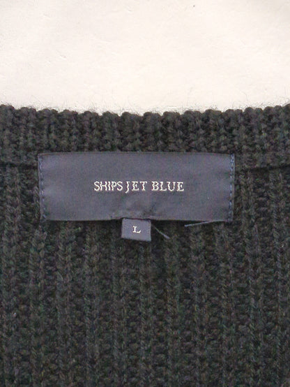 SHIPS JET BLUE: アゼ編み スリットニット