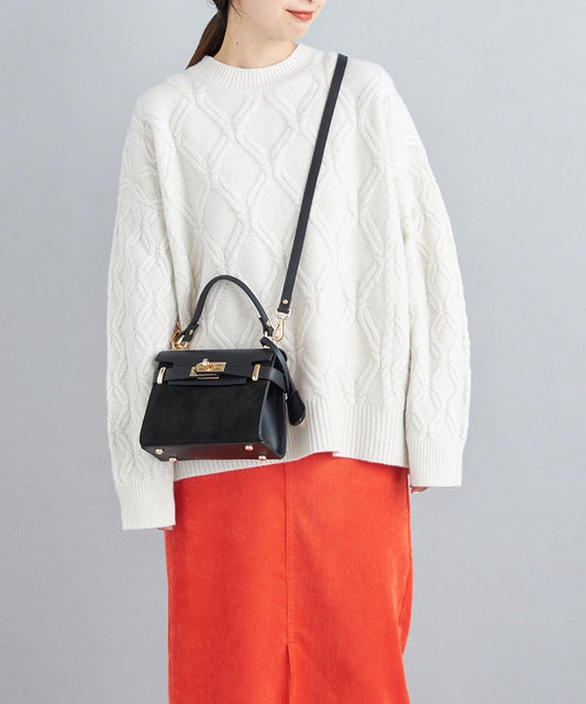 〈手洗い可能〉5Gウールカシミヤデザインケーブルプルオーバー