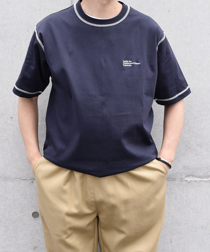 【WEB限定】SHIPS any: 〈接触冷感〉COTTON USA Cool touch ワンポイント ロゴ ステッチ デザイン Tシャツ