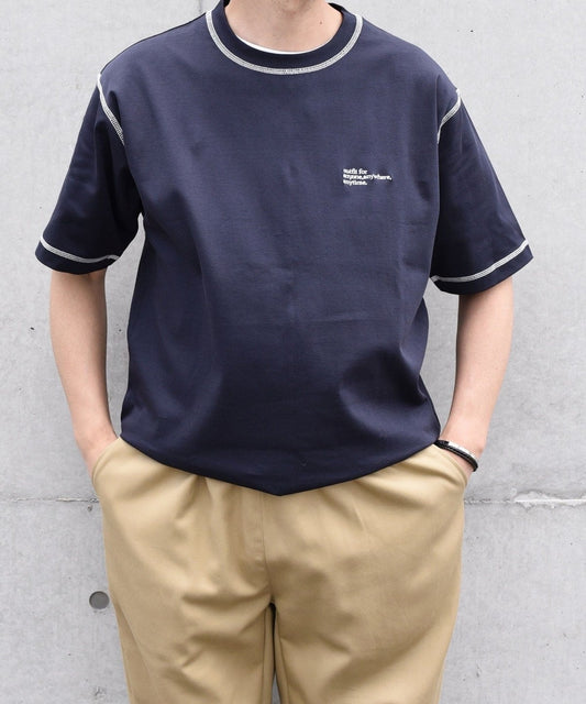 【WEB限定】SHIPS any: 〈接触冷感〉COTTON USA Cool touch ワンポイント ロゴ ステッチ デザイン Tシャツ