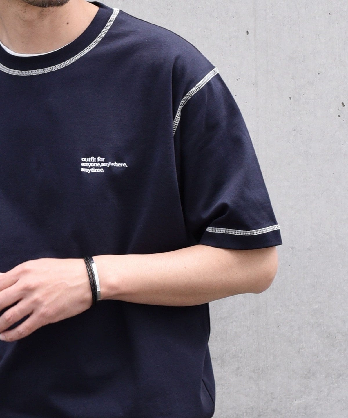 【WEB限定】SHIPS any: 〈接触冷感〉COTTON USA Cool touch ワンポイント ロゴ ステッチ デザイン Tシャツ