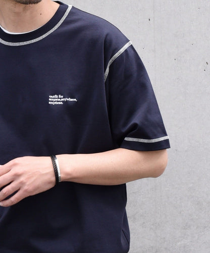 【WEB限定】SHIPS any: 〈接触冷感〉COTTON USA Cool touch ワンポイント ロゴ ステッチ デザイン Tシャツ