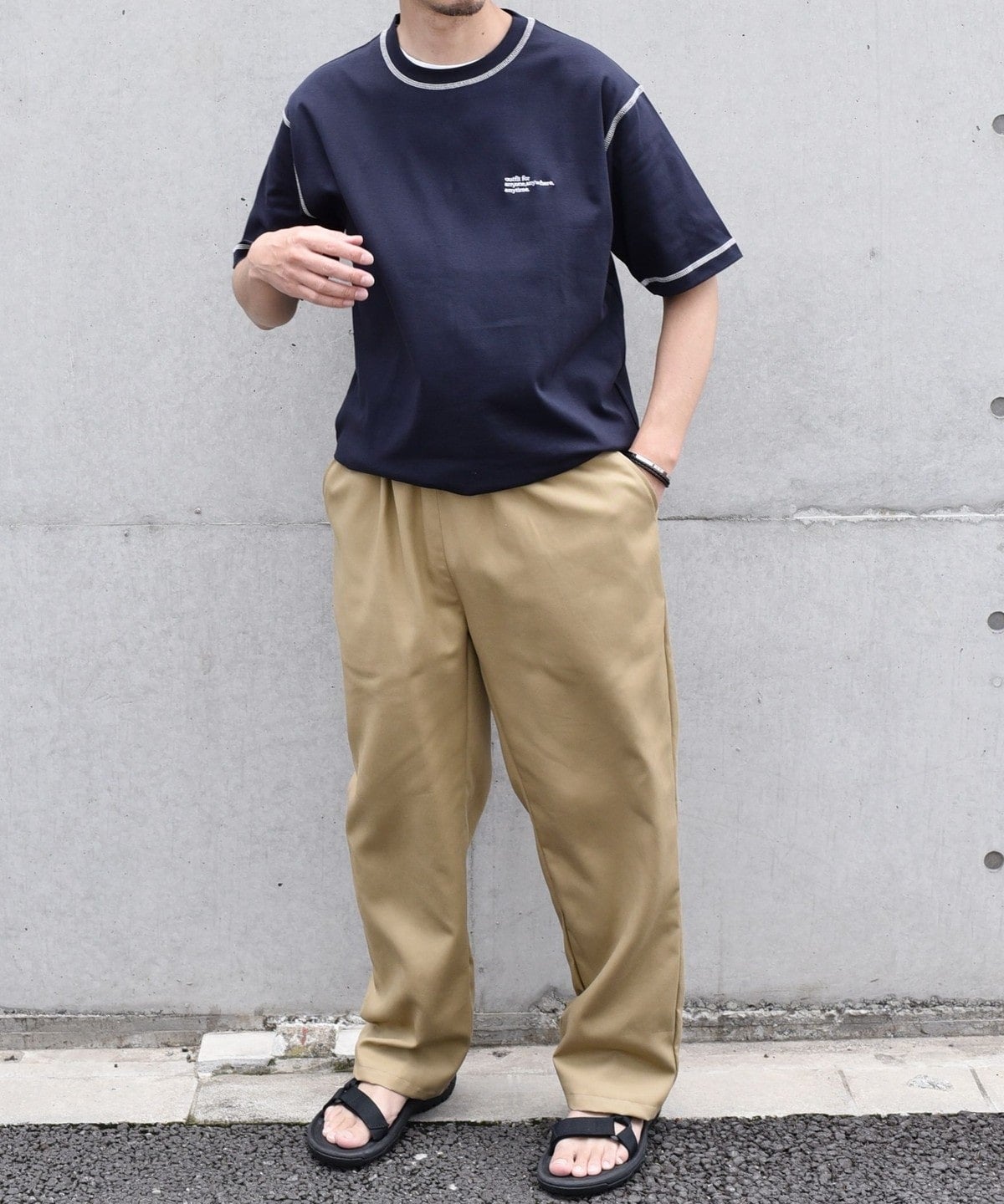【WEB限定】SHIPS any: 〈接触冷感〉COTTON USA Cool touch ワンポイント ロゴ ステッチ デザイン Tシャツ