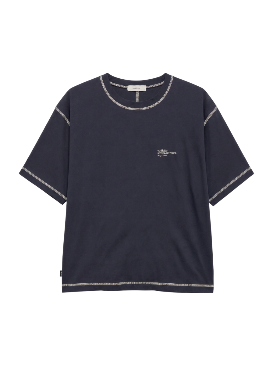 【WEB限定】SHIPS any: 〈接触冷感〉COTTON USA Cool touch ワンポイント ロゴ ステッチ デザイン Tシャツ