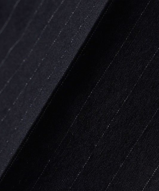 SHIPS Primary Navy Label:麻混 ストライプ ストレッチ テーパード パンツ