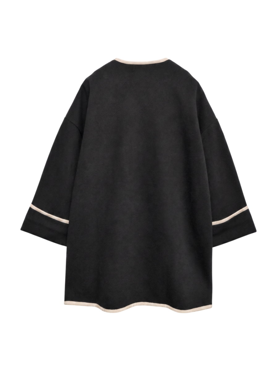 SHIPS any:〈UVカット〉ジャージー パイピング ノーカラー コート