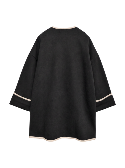 SHIPS any:〈UVカット〉ジャージー パイピング ノーカラー コート