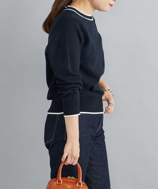 〈手洗い可能〉ラインクルーネックプルオーバー