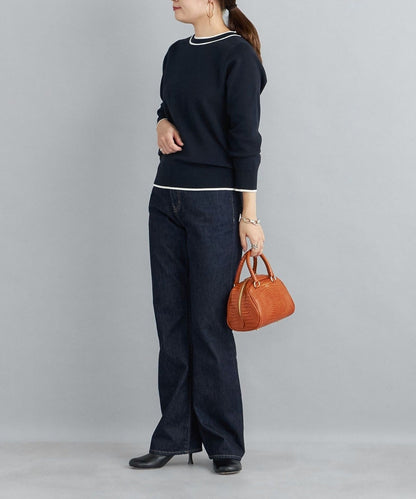 〈手洗い可能〉ラインクルーネックプルオーバー