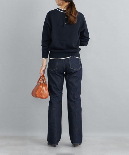 〈手洗い可能〉ラインクルーネックプルオーバー